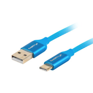 Cable usb lanberg 2.0 macho -  usb tipo c macho quick charge 3.0 1m azul