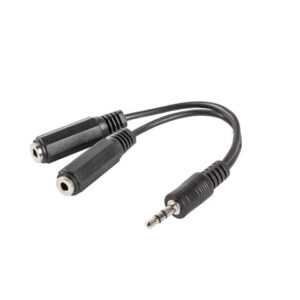 Adaptador lanberg jack stereo macho a jack stereo hembra x2 10 cm negro