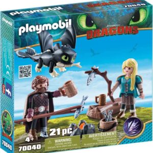 Playmobil como entrenar a tu dragon hipo y astrid con bebe dragon