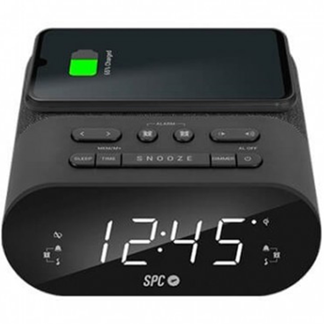 Radio despertador spc frodi qi negro pantalla led - 2xalarmas conf. - carga inalambrica - usb