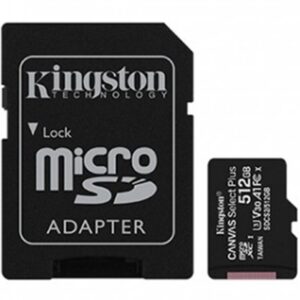 Tarjeta memoria micro sdxc 512gb kingston canvas select + adaptador cl10 - r: 100mb - s w:85mb - s