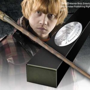 Replica the noble collection harry potter ron weasley varita con caja y placa de identificacion