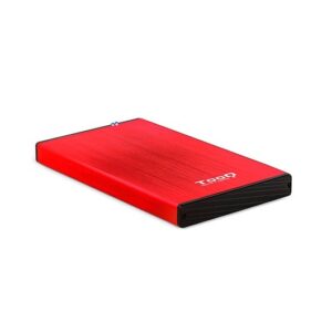 Caja externa tooq tqe - 2527r para hdd 2.5 pulgadas 9.5mm sata 3 usb 3.2 rojo