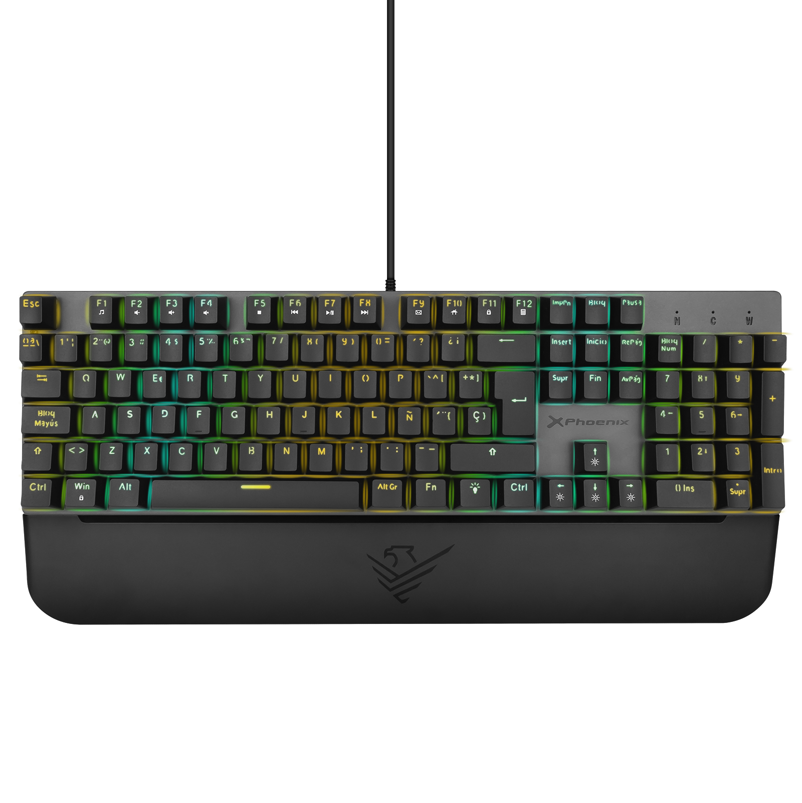 Teclado mecanico gaming phoenix mk1 elite full rgb configurable switches brown usb con reposamu?ecas