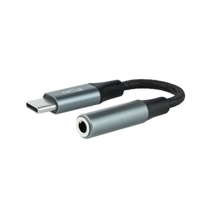 Cable adaptador usb tipo c a jack 3.5mm nanocable 0.11m - macho - hembra - gris