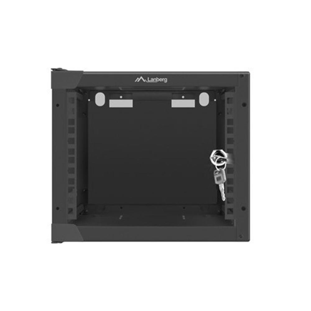 Armario lanberg mural rack 10 pulgadas 4u - 280x310 flat pack negro puerta cristal