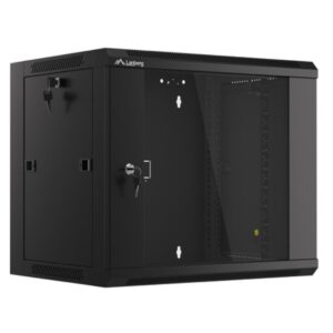 Armario lanberg mural rack 19 pulgadas 9u 450 flat pack ensamblaje rapido negro