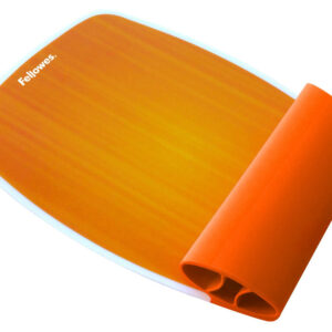 Alfombrilla reposamu?ecas flexible fellowes naranja base antideslizante