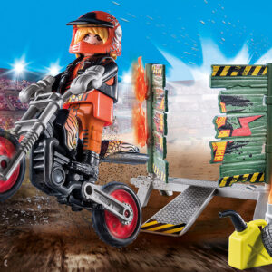 Playmobil starter pack stuntshow moto con pared de fuego