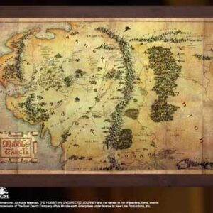 Replica the noble collection el hobbit mapa de la tierra media montado sobre madera 40 x 25 cm