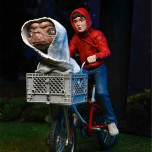 Figura neca  e.t. el extraterre elliott y e.t. en bicicleta 40 aniversario 13 cm