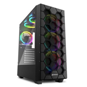 Caja ordenador gaming rgb hex atx 2 x usb 3.0 1 x usb tipo c sin fuente negro