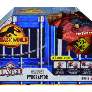 Figura mattel jurassic world dinosaurio desenjaulado en llamas