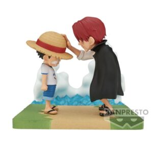Figura banpresto one piece world collectable figure log stories monkey d. luffy & shanks 7cm