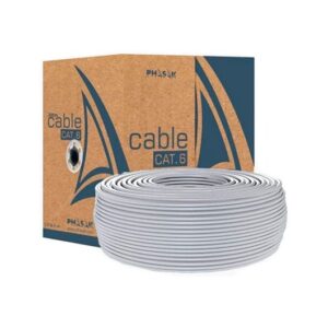 Bobina cable gris phasak utp awg23 100m  cat.6 - cca solido - awg 23
