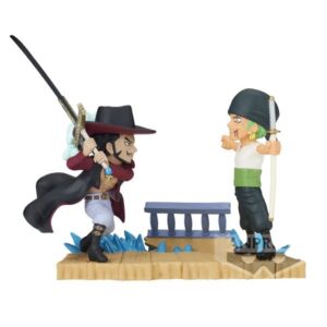 Figura banpresto one piece world collectable log stories zoro vs dracule mihawk 7cm