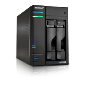 Servidor nas asustor tower 2 bay quad - core 2.0ghz cpu dual 2.5gbe ports 4gb ram ddr4