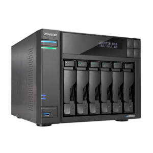 Servidor nas asustor tower 6 bay nas quad - core 2.0ghz dual 2.5gbe ports 8gb ram ddr4