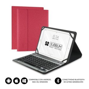 Funda + teclado subblim keytab pro para tablet 10.1 pulgadas rojo