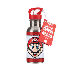 Botella met?lica con pajita paladone super mario 500 ml