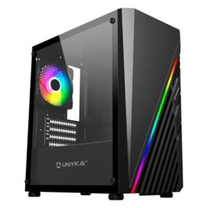 Caja ordenador gaming unykach mini glayze argb stripe -  black micro atx