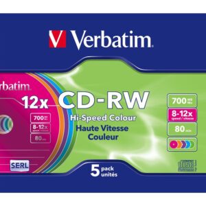 Verbatim cd - rw 700mb 8x - 10x tarrina 5 unidades slim colores