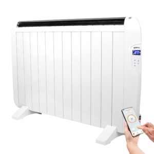 Yoevu -  radiador el?ctrico bajo consumo - 12 elementos - 2000 w - temporizador - programable - mando a distancia - pantalla lcd - app control wifi - compatible con alexa - apto pared o pie - aluminio - blanco