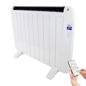 Yoevu -  radiador el?ctrico bajo consumo - 10 elementos - 1500 w - temporizador - programable - mando a distancia - pantalla lcd - app control wifi - compatible con alexa - apto pared o pie - aluminio - blanco