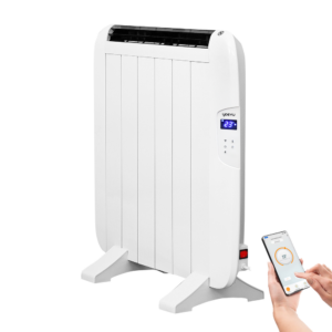 Yoevu -  radiador el?ctrico bajo consumo - 4 elementos - 900 w - temporizador - programable - mando a distancia - pantalla lcd - app control wifi - compatible con alexa - apto pared o pie - aluminio - blanco
