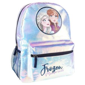 Mochila casual iridiscente cerd? disney frozen 2 anna & elsa azul 36 cm