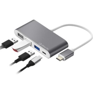 Hub logan usb tipo c silver ht 4 en 1 -  2 usb 2.0 -  usb 3.0 -  usb tipo c -  silver