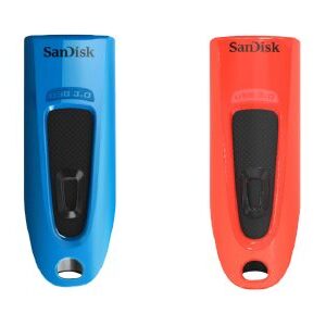 Memoria usb 3.0 sandisk 32gb cruzer ultra pack 2 unidades rojo - azul