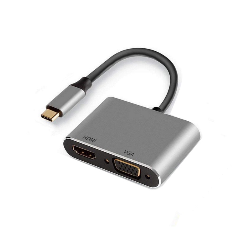 Adaptador ewent usb tipo c a hdmi 4k y vga 15cm - macho - hembra