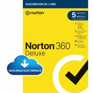 Antivirus norton 360 deluxe 50gb espa?ol 1 usuario 5 dispositivos 1 a?o esd electronica  drmkey gum