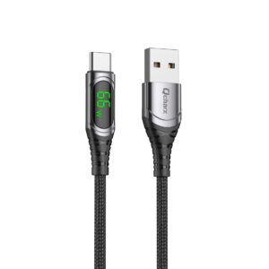 Cable qcharx menorca usb a tipo c 3a 66w - 1 m - aleaci?n aluminio negro cable suave digital display