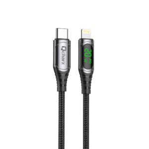 Cable qcharx mallorca tipo c a lightning 3a 20w - 1 m - aleaci?n aluminio negro  cable tela digital display