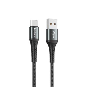 Cable qcharx lyon usb a tipo c 3a - 1 m - aleaci?n de aluminio negro cordon met?lico