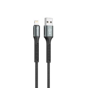 Cable qcharx prague usb a lightning 3a - 1 m - aleaci?n de aluminio negro cord?n de tela suave