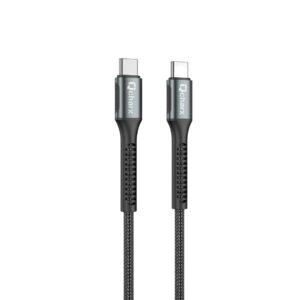 Cable qcharx prague tipo c a tipo c 3a 60w - 1 m - aleaci?n de aluminio negro cord?n de tela suave