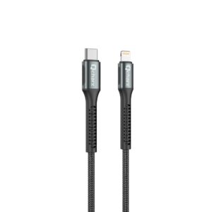 Cable qcharx prague tipo c a lightning 3a 20w - 1 m - aleaci?n de aluminio negro cable trenzado suave