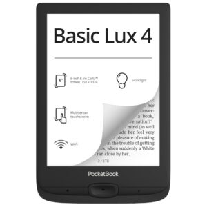 Libro electronico ebook pocketbook basic lux 4 ereader 6 pulgadas 8 gb ink black - wifi negro