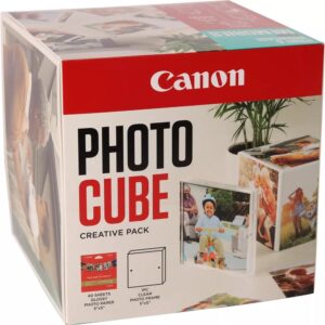 Papel canon pp - 201 5x5 pulgadas (40 hojas) + marco fotos xlboom acr?lico 13x13cm + photo cube white - creative pack keep - blue