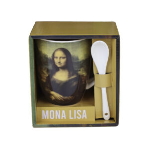 Taza de cer?mica con cuchara enesco mona lisa