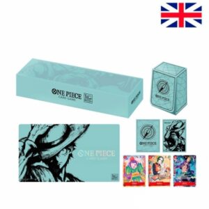 Pack tapete y caja de mazo one piece card game 1st anniversary