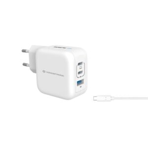 Cargador de pared conceptronic althea17w 67w + cable usb tipo c blanco