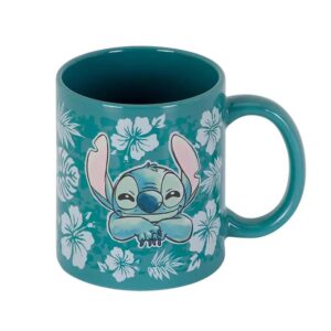 Taza karactermania disney stitch flores azules