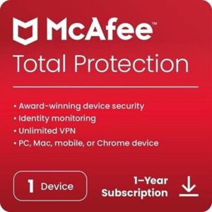 Antivirus mcafee total proteccion 1 dispositivo 1 a?o esd (descarga directa)
