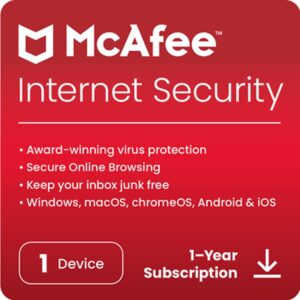 Antivirus mcafee internet security 1 dispositivo 1 a?o esd (descarga directa)