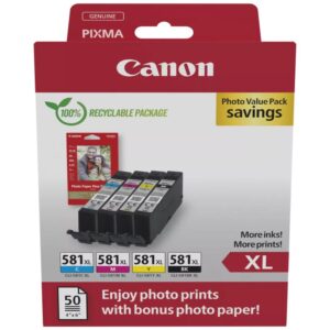 Multipack canon cli - 581xl bk - c - m - y + papel fotografico