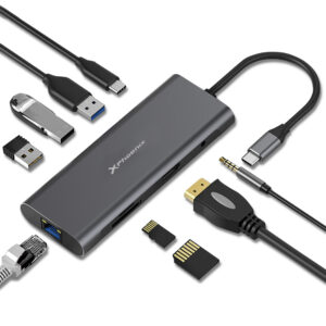 Docking stati?n portable hub usb tipo c phoenix 9 en 1 ethernet rj45 hdmi 4k 3 usb 3.0 lector de tarjetas jack 3.5mm pd hasta 100w v?lido para port?tiles y tablets tipo c